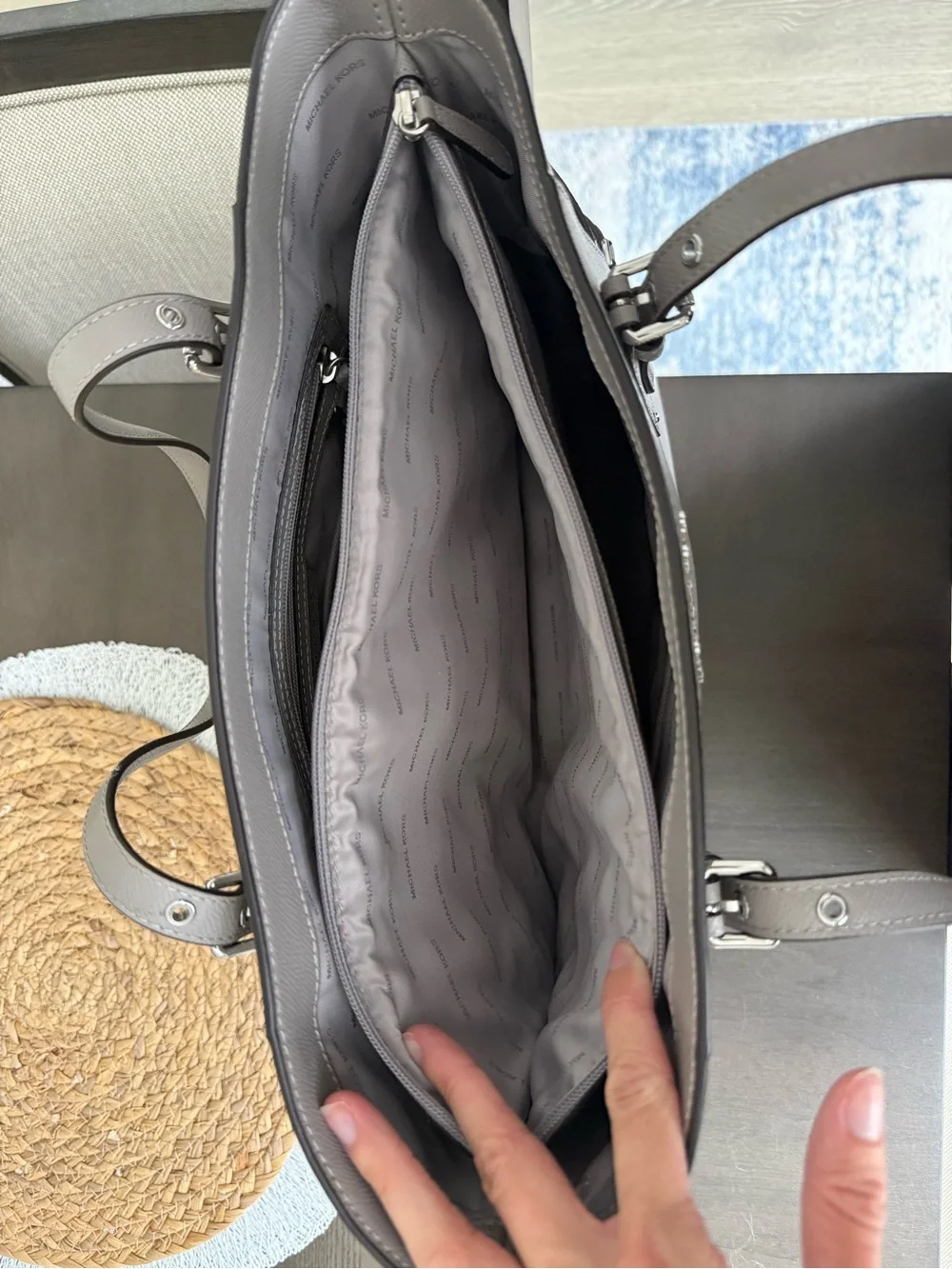 Michael Kors Dove Gray Saffiano Leather Tote - Picture 6 of 9